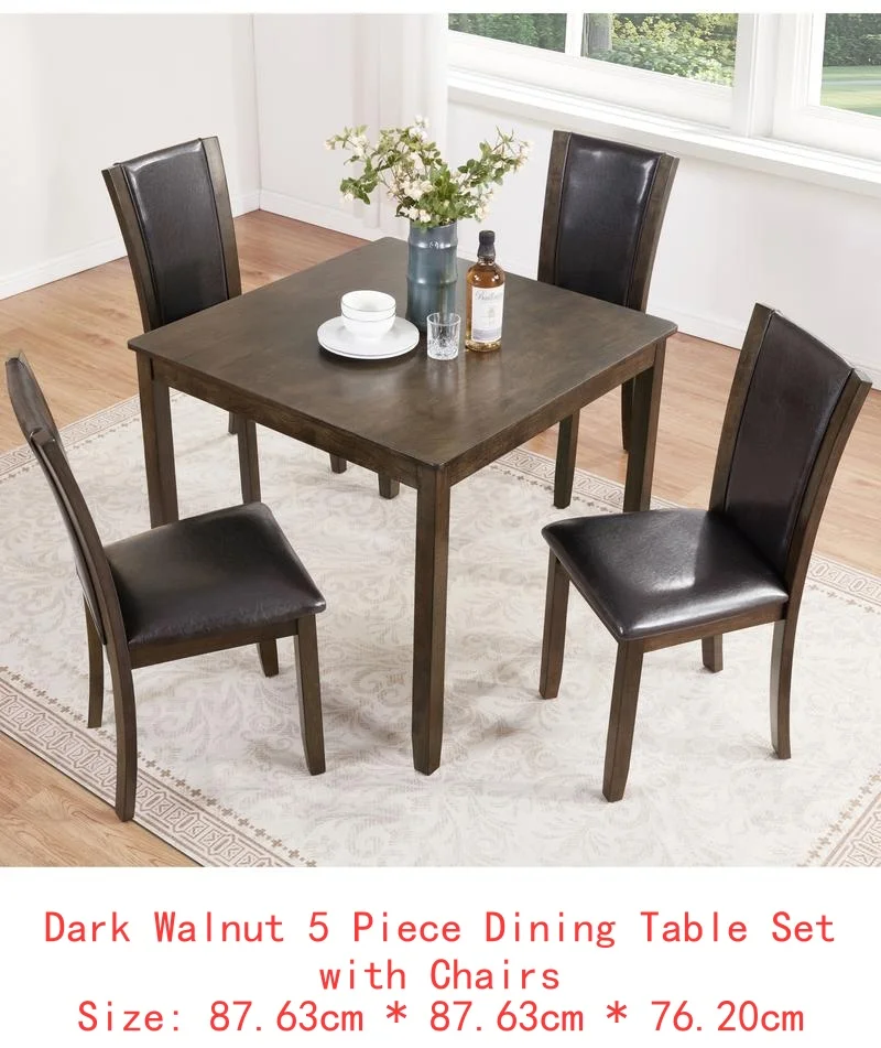 6-Piece Dining Table Set with Bench and Chairs, Wooden Farmhouse Style Dining Set for 6 People, Dark Walnut Finish for Dining - Image 9