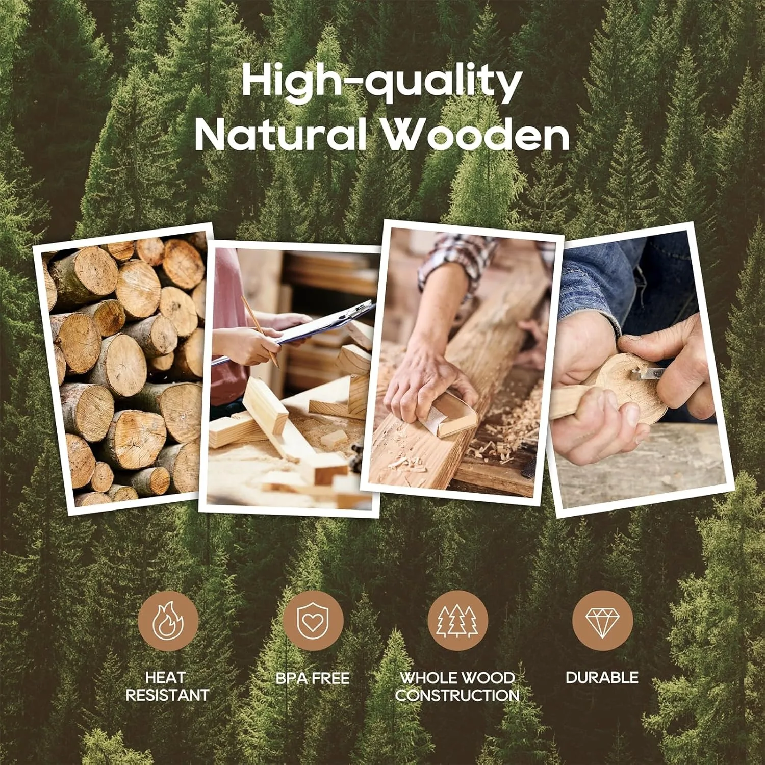 Teak Wooden Cooking Utensils Set, 10 Piece Premium Kitchen Cookware, Non-Scratch Wooden Spoons for Cooking, Perfect for - Image 2
