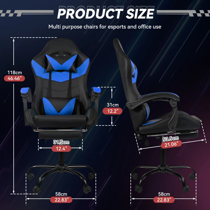 Nalupatio Ergonomic Office Chair, Leather E-Sports Chair,Gaming Chair, Rotatable Adjustable Headrest,For Offices Or Gaming Halls - Image 2