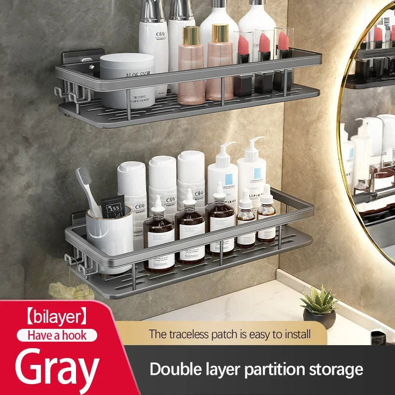 Bathroom Storage Rack Stainless Steel Anti Rust Storage Shower Rack Suction Cup Storage Rack Household Storage Appliances - Image 9