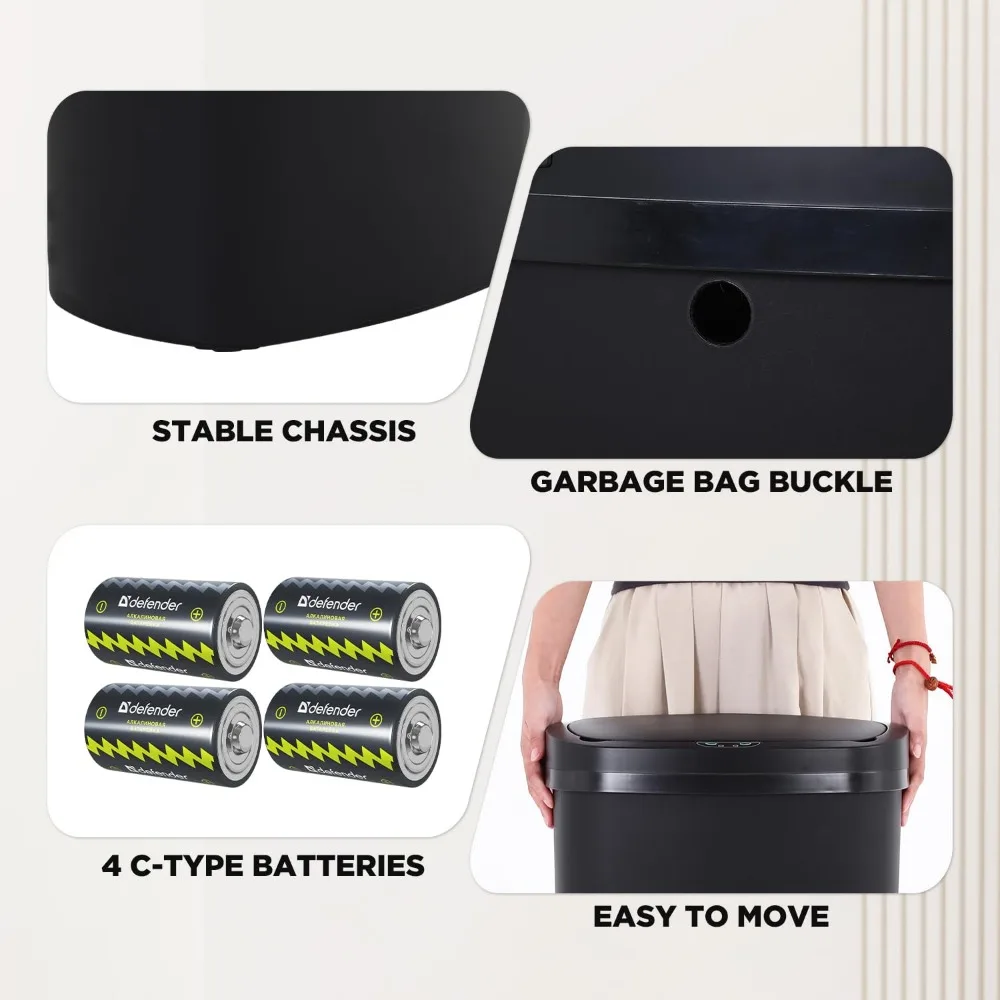 Automatic Touch-Free Motion Sensor 13 Gallon High-Capacity Kitchen Trash Can with Lid for Easy Garbage Disposal - Image 6