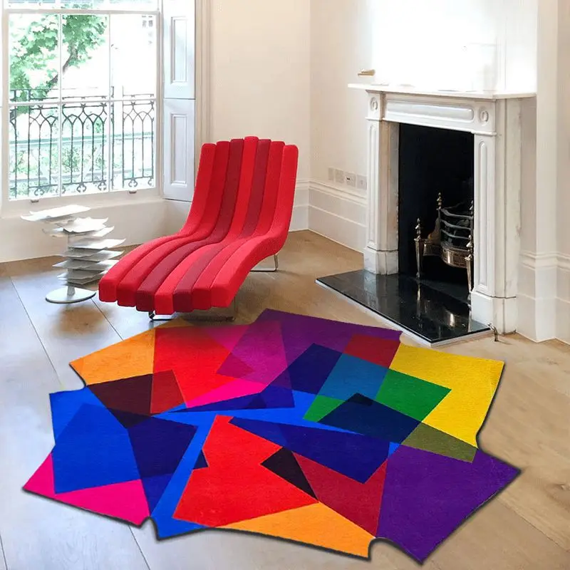 Luxury Carpets for Living Room Dopamine Bedroom Decor Irregular Carpet Creative Colorful Bedside Floor Mat Fluffy Soft Plush Rug - Image 2