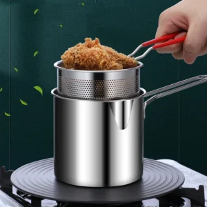 Stainless steel fryer with deep frying basket, multifunctional small pot, stainless steel french fries, fried chicken cookingpot