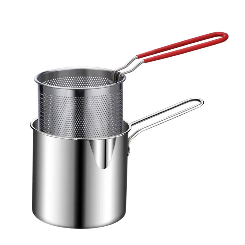 Stainless steel fryer with deep frying basket, multifunctional small pot, stainless steel french fries, fried chicken cookingpot - Image 6
