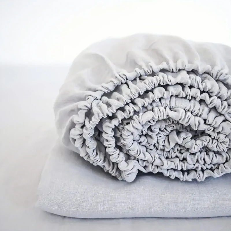 Natural Antibacterial 100% Hemp, Fitted Sheet Pillowcases, Washed Soft Natural White Pink Gray Blue Colors, UK Size Customize - Image 10