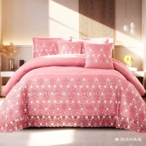 Lace Floral Comforter Set 3-Piece, Machine Washable, Soft & Breathable, All-Season Lightweight Bedding for Bedroom/Guest Room