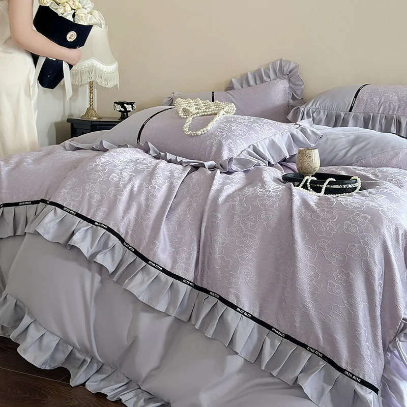 3pcs Princess Style Bedding Set Ruffles Floral Duvet Cover Set (1*Duvet Cover + 2*Pillowcase Without Core)For Bedroom Guest Room - Image 6