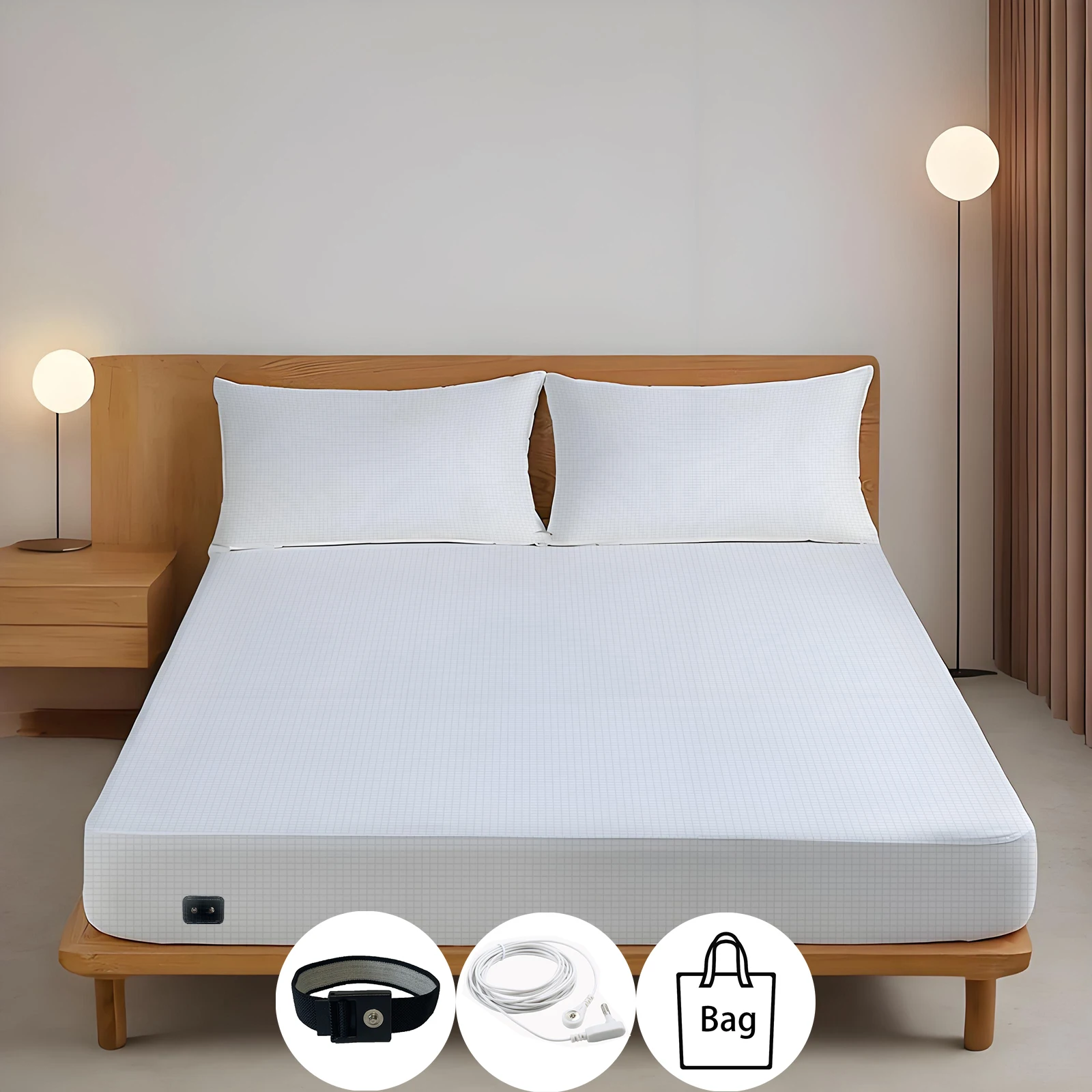 10% Silver Fiber Earthing Fitted Bed Sheets Conductive Grounded Bedsheet Anti-ESD Relieve Pressure Improve Health - Image 7