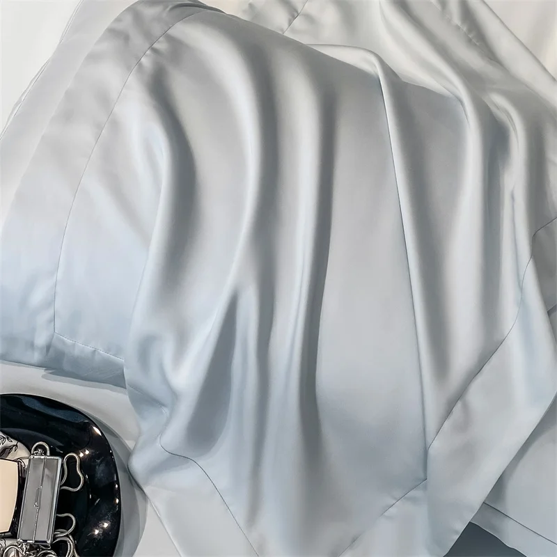 Fitted Sheet Pure Color Silk Bed Sheet Pure Natural Mulberry Silk Mattress Cover Elastic Band Fixed Silk Bedding 140x190Cm - Image 3