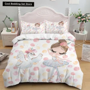 Cartoon Ballet Dancing Girl Duvet Cover Set Princess Style Twin Size Bedding Set Kids Girl Nordic Bed Cover Full Twin Queen King