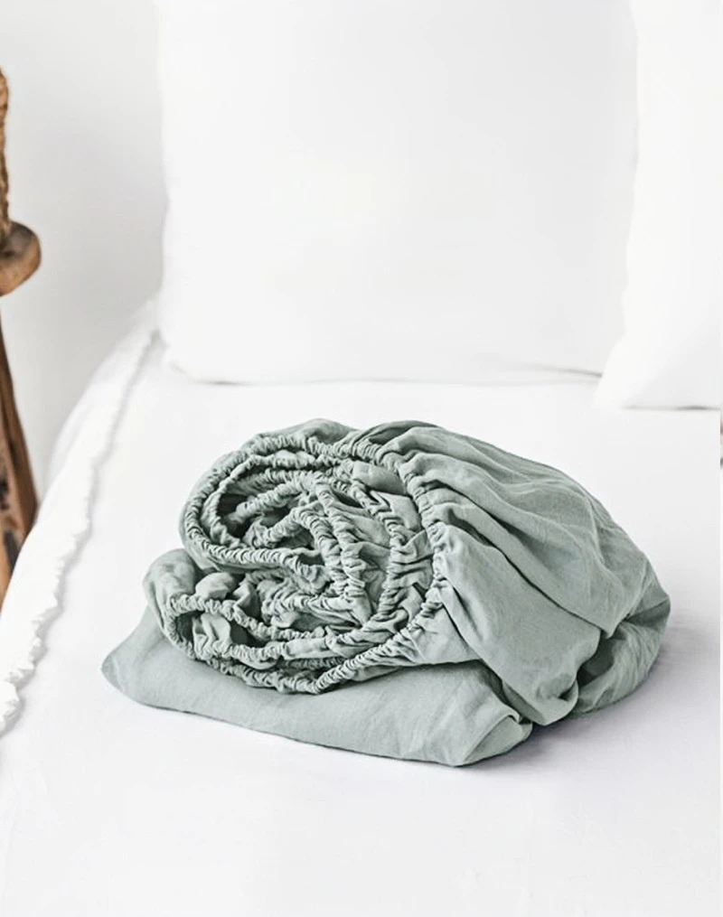 Natural Antibacterial 100% Hemp, Fitted Sheet Pillowcases, Washed Soft Natural White Pink Gray Blue Colors, UK Size Customize - Image 7
