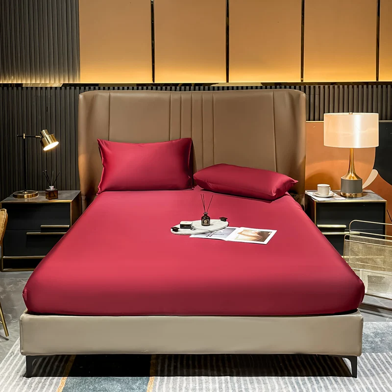 Fitted Sheet Pure Color Silk Bed Sheet Pure Natural Mulberry Silk Mattress Cover Elastic Band Fixed Silk Bedding 140x190Cm - Image 7
