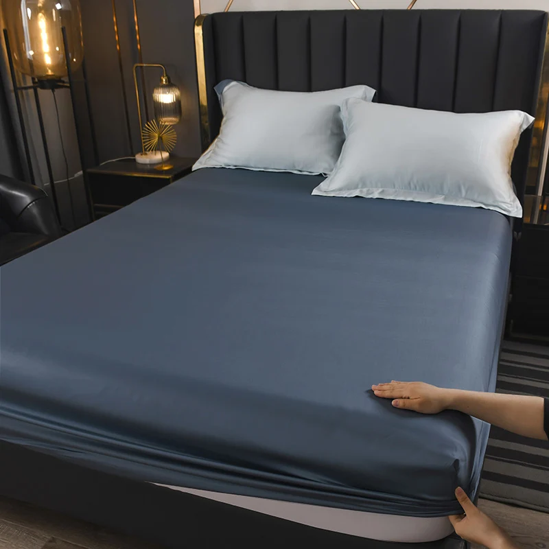 Fitted Sheet Pure Color Silk Bed Sheet Pure Natural Mulberry Silk Mattress Cover Elastic Band Fixed Silk Bedding 140x190Cm - Image 12