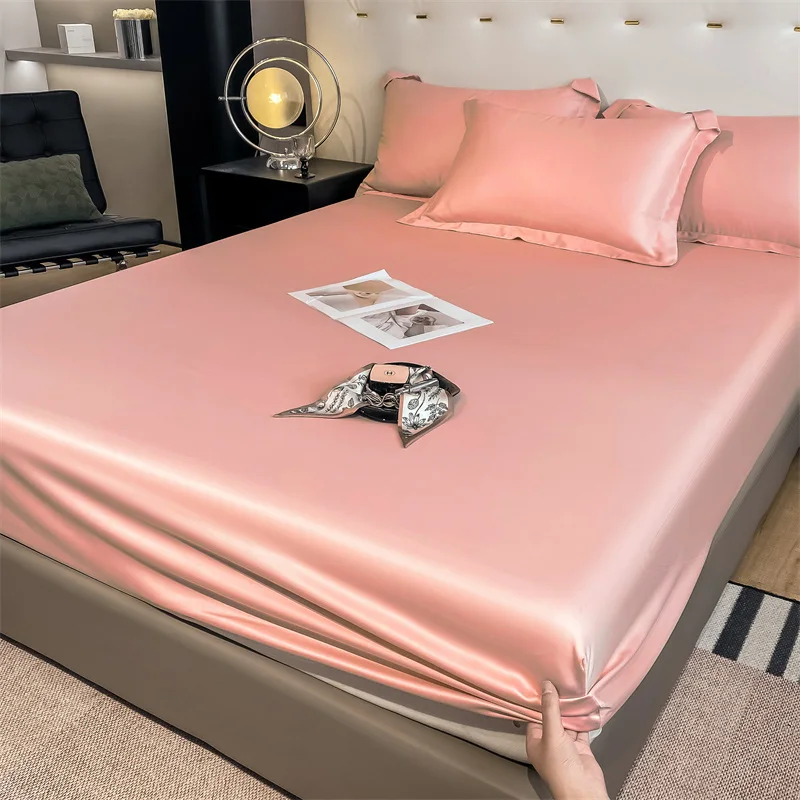 Fitted Sheet Pure Color Silk Bed Sheet Pure Natural Mulberry Silk Mattress Cover Elastic Band Fixed Silk Bedding 140x190Cm - Image 15