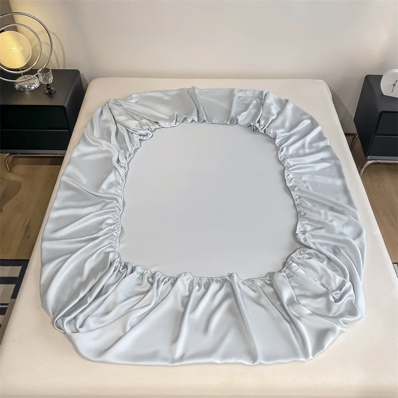 Fitted Sheet Pure Color Silk Bed Sheet Pure Natural Mulberry Silk Mattress Cover Elastic Band Fixed Silk Bedding 140x190Cm - Image 5