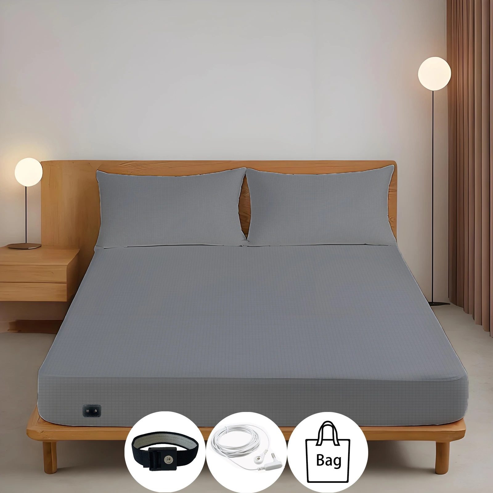 10% Silver Fiber Earthing Fitted Bed Sheets Conductive Grounded Bedsheet Anti-ESD Relieve Pressure Improve Health - Image 8