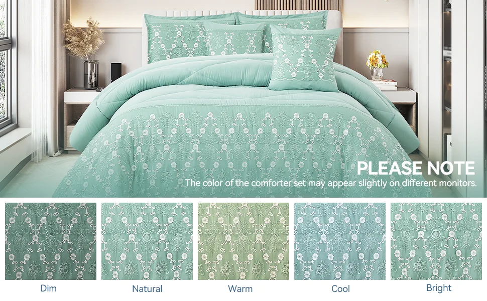 Lace Floral Comforter Set 3-Piece, Machine Washable, Soft & Breathable, All-Season Lightweight Bedding for Bedroom/Guest Room - Image 9